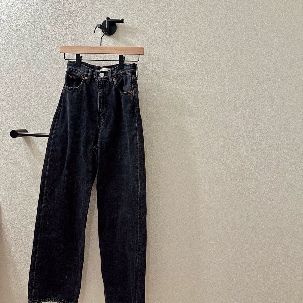 Moussy High Waisted 90s Straight Jeans in Black